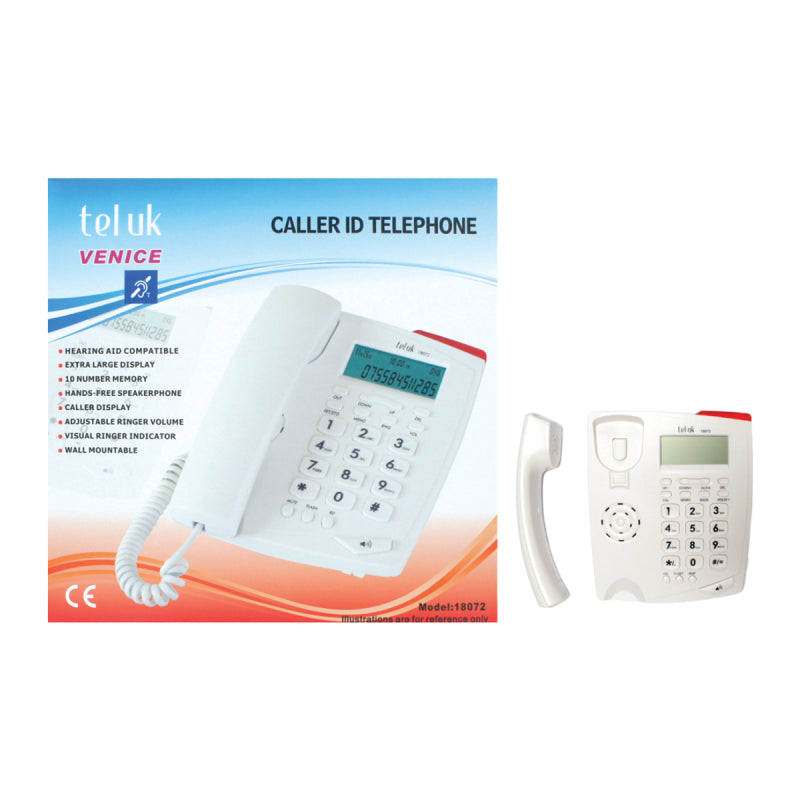 Tel UK Table Top Telephone with Caller ID - White 18072W