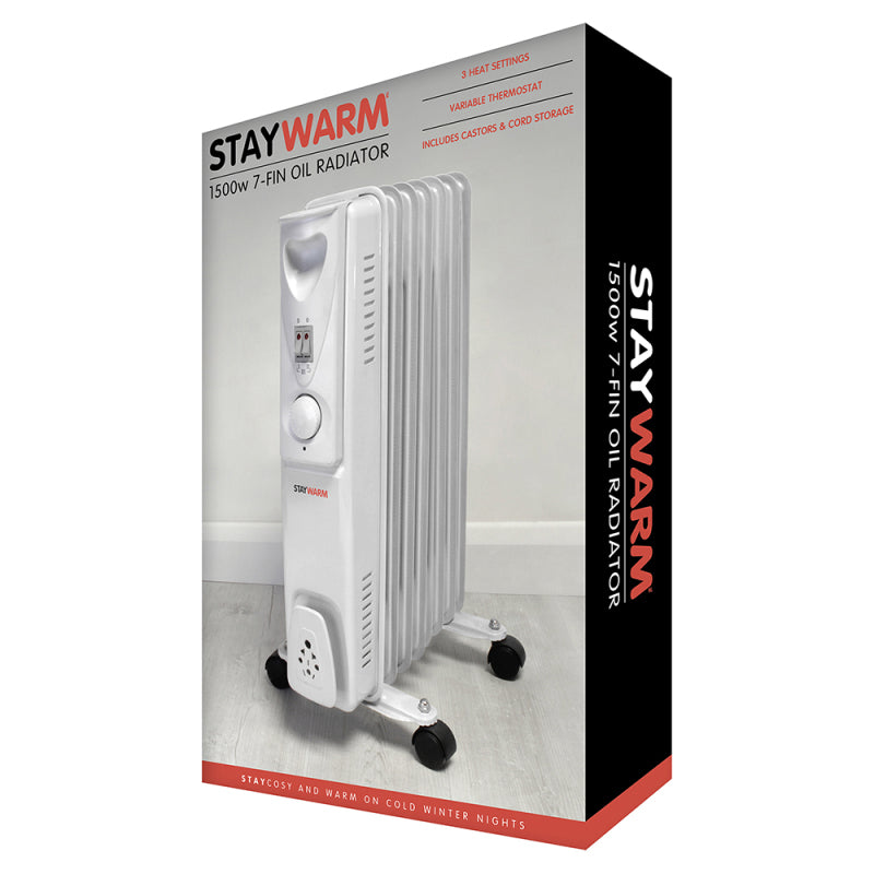 Lloytron Staywarm 1500w 7 Fin Oil Radiator F2602GR