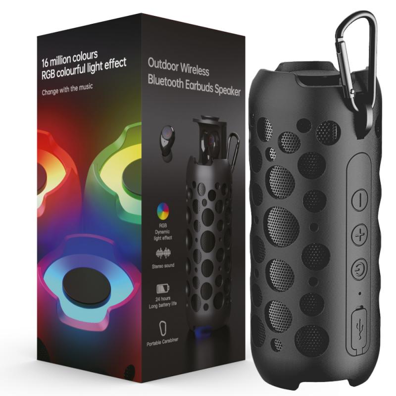 Megatech Wireless Speaker with Earbuds in Black Colour