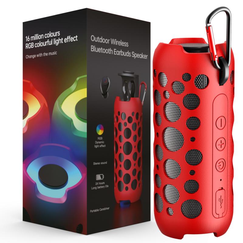 Megatech Wireless Speaker with Earbuds in Red Colour