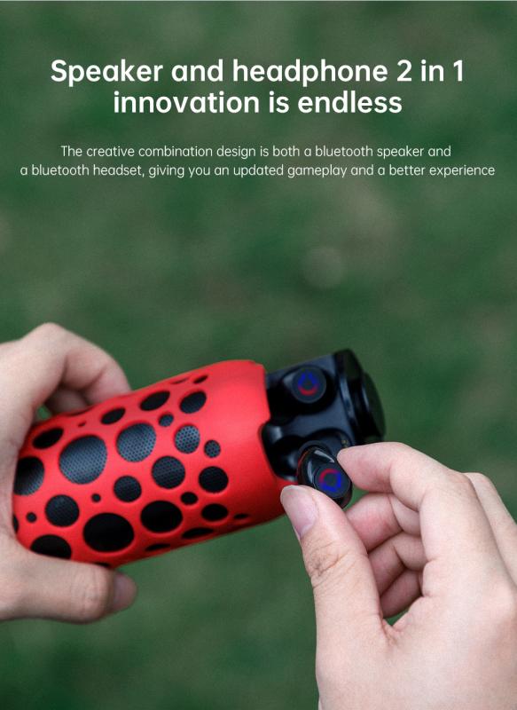 Megatech Wireless Speaker with Earbuds in Red Colour