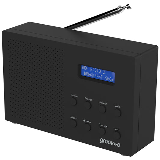 Groov-e Paris Portable DAB/FM Digital Radio with Bluetooth - Black GVDR03BK