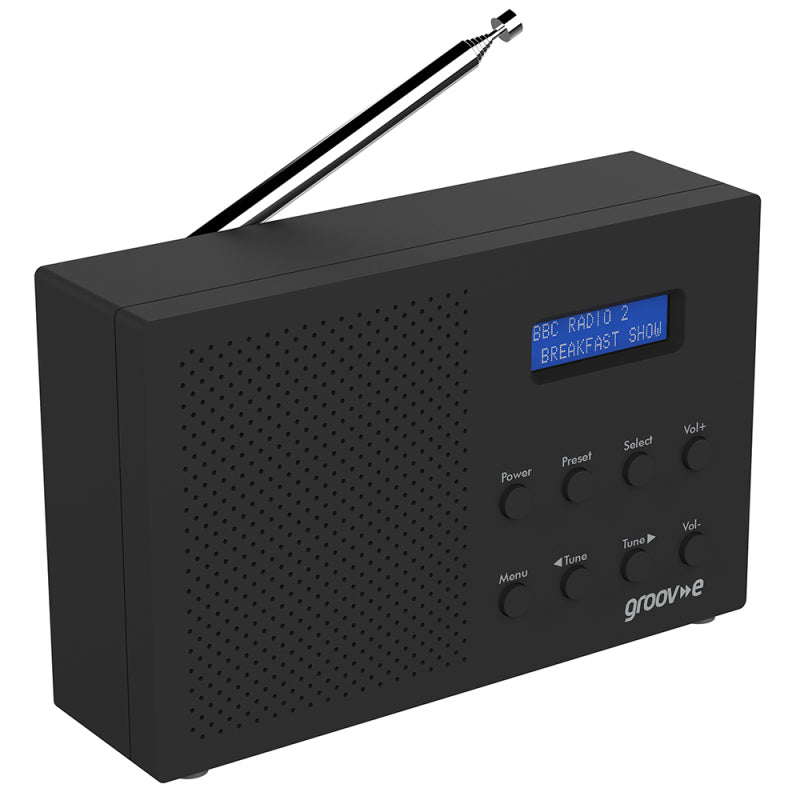 Groov-e Paris Portable DAB/FM Digital Radio with Bluetooth - Black GVDR03BK