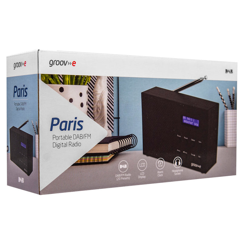 Groov-e Paris Portable DAB/FM Digital Radio with Bluetooth - Black GVDR03BK