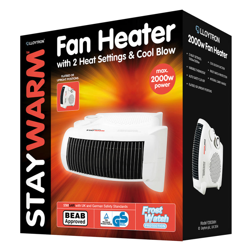 Lloytron 2000w Fan Heater with 2 Heat Settings & Cool Blow F2003WH