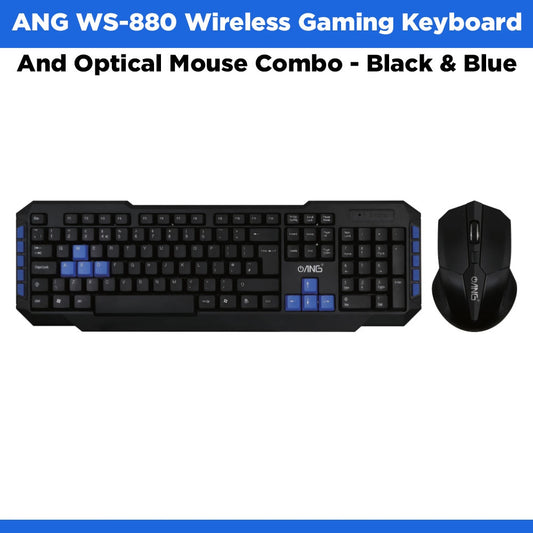 Megatech WS-880 Wireless Gaming Keyboard And Optical Mouse Combo - Black & Blue