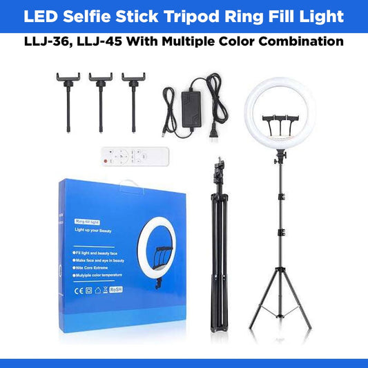 Megatech LED Selfie Stick Tripod Ring Fill Light LLJ-36, LLJ-45 With Multiple Color Combination